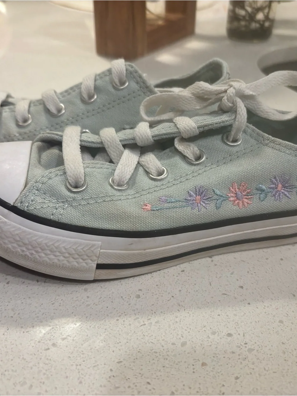 Converse Light Blue Low-Top Canvas Sneakers with White Details Size 13
